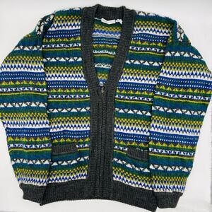 Claiborne 100% Wool Cardigan Sweater Zip Closure Vintage Size Medium